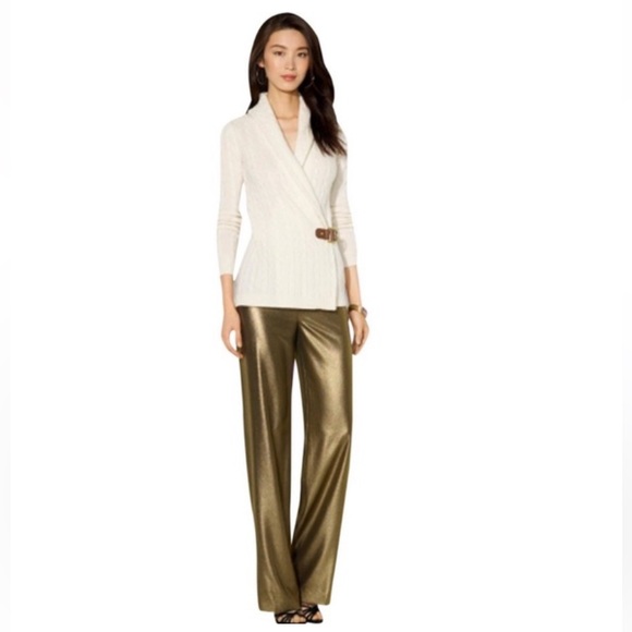 Joie metallic gold dressy wide leg pants. Holiday Parties NWT Size 4